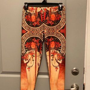 Artsy Leggings - Alphonse Mucha print - never used